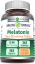 Amazing Formulas Melatonin Fast Dissolving Supplement | Citrus Flavor | 12 Mg Per Serving | 365 Tablets | Non-GMO | Gluten Free | Made in USA