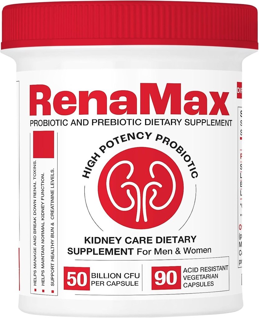 Capsule Kidney Restore & Kidney Care Suplement - Probiotic & Prebiotic Supplication to Dukung Fungsi Normal Ginney - 50 Milyar CFU per Capsule - Dibuat di U.S.A (90 Caps (1 Pack))