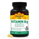 Country Life Vitamin D3 1000 IU (25 mcg) - Vitamin D Supplements - Immune Support, Supports Bones, Teeth & Muscles, Gluten-Free, Non-GMO, – 200 Softgels, 200 Servings