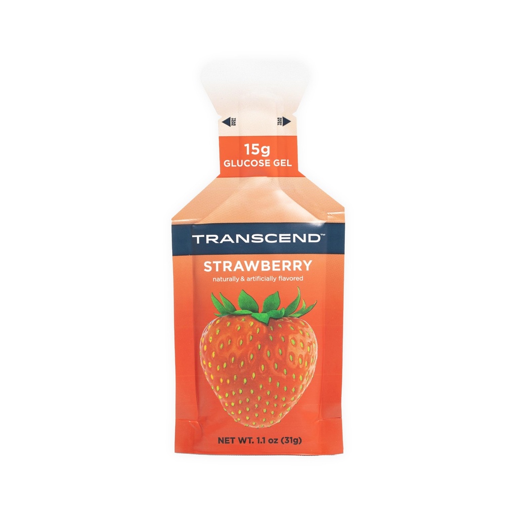 Transcend Foods Strawberry Gel (1.1 oz, Pack of 38) Fast-Acting Carb Gel Strawberry Flavor – Caffeine Free, Gluten Free