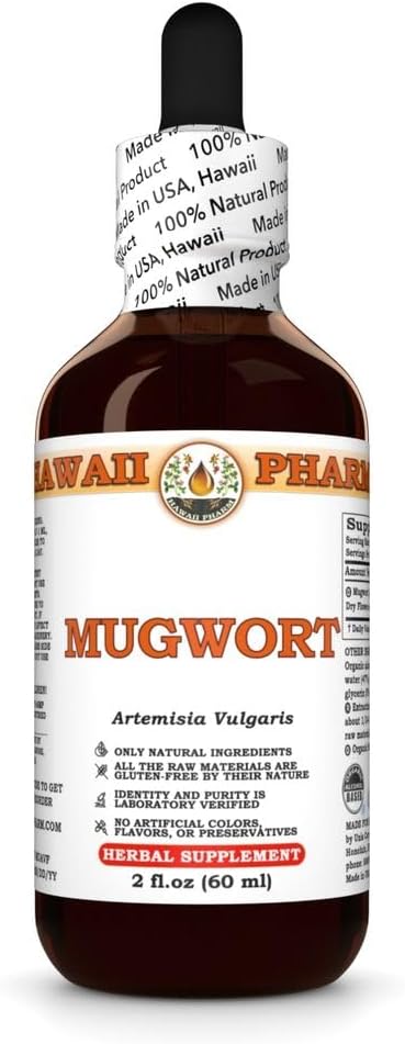 Havaiji Pharm Mugwort Extract, Tincture for Energy Boost, tukee rentoutumista, Helpottaa digestio, edistää maksan toimintaa, kannustaa verenkierron, parantaa unta - 2 fl.oz