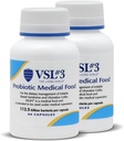 VSL # 3® Пробиотици за храносмилателно здраве, IBS & UC Симптоми - 112.5B CFUs, High-Potency, Multi-Strain, Live, Хладилен пробиотик, Медицинска храна за поддържане на здравето при мъже и жени, 120 капсули