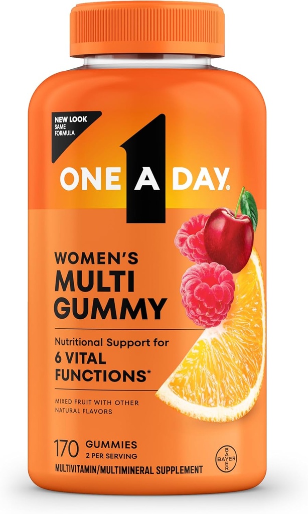 One A Day Women 's Multivitamin Gumies, Multivitamin A, C, D, E és cink A-vitaminnal rendelkező nőknek, kalcium & more, 170 szám