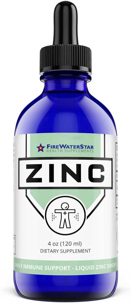 FWS Liquid Zinc Suplement for Men Women Kids, Organic None-GMO Vegan, Ionic Zinc Sulfate Drops, Imune System Boost Heally Skin Dukung Overall Wellness, 60 Day Supply, 4 oz