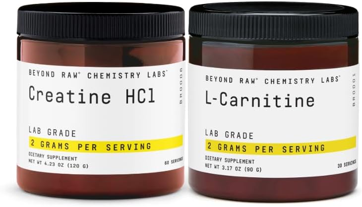 BEYOND RAW Creatina HCL hautsa + L-Carnitine Powder Bundle