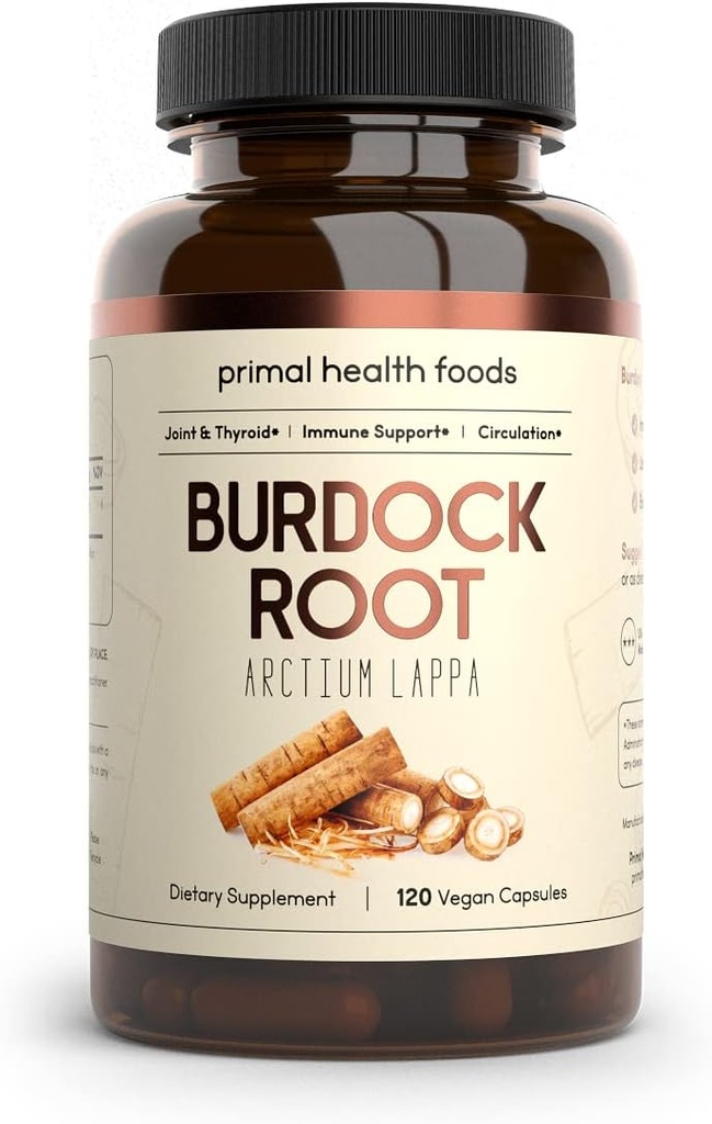 Organic Burdock Root Capsules 1000 mg 60 Serveringer ® Sirkulasjon, Blod, Immune, Thyroid, Hud og Felles støtte ® Vegetarisk, Økologisk, Ikke-GMO & Glutenfri