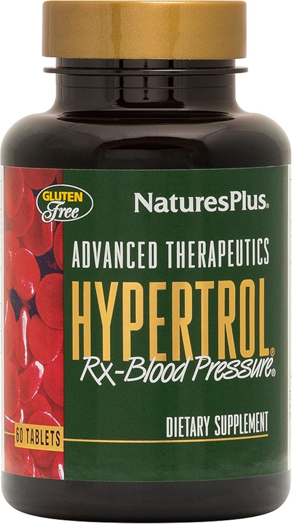 Natures Plus Advanced Therapeutics Hypertrol Rx Asinsspiediens - 60 Veģetārās tabletes - Magnija un hroma Papildinājums ar botāniskiem augiem - Bez lipekļa - 30 Kalpojumi