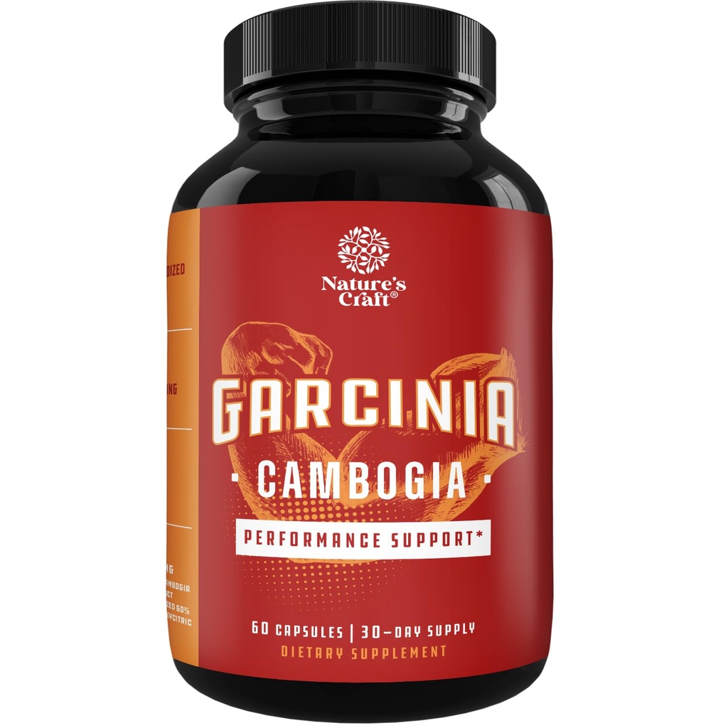 Strong Garcinia Cambogia Extract Capsules with 60% HCA - Non-Stimulant Garcinia Cambogia Weight Support Supplement with Hydroxycitric Acid & Chromium for Balance, Energy & Metabolism Support - 60 Ct