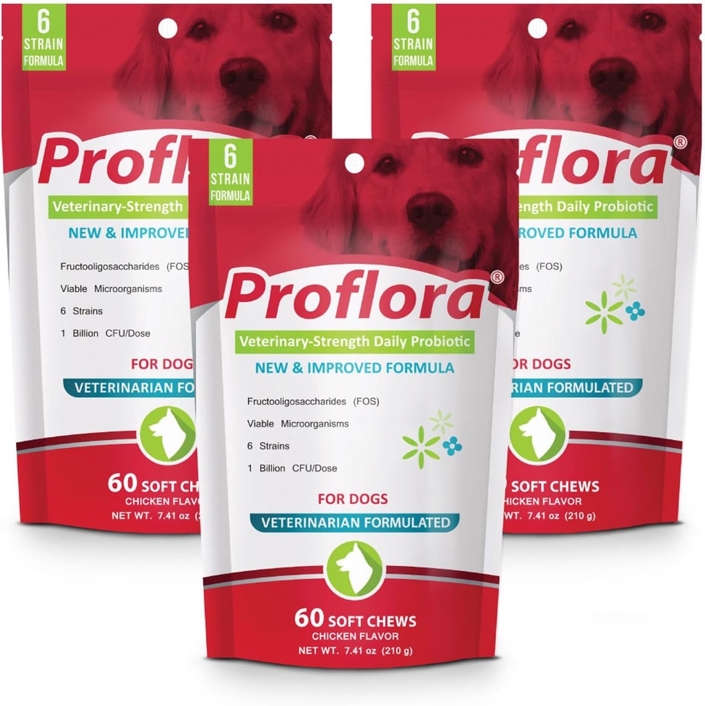 Proflira Chews Soft probiotics per als Dogs - Veterinary-Strength Daily Probiotic - Strand Lipe Imne System - Skin and Coat health - 180 Chews