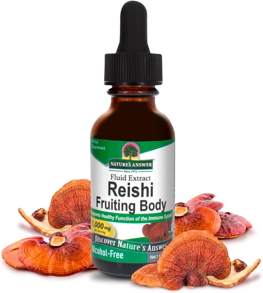 Naturens svar Alkoholfri Reishi Extract Fruiting Body, 1-Fluid Ounce Liquid Extract Immune System Builder