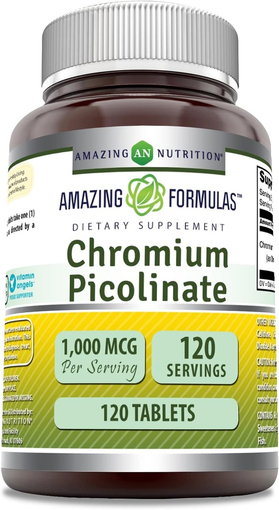 Incrible Fórmulas Chromium Picolinate Suplemento | 1000 Mcg | 120 Tablets | Non-GMO | Gluten-Free | Made in USA