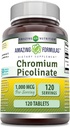 Amazing Formler Chromium Picolinat Supplement | 1000 Mcg | 120 tabletter | Ikke-GMO | Glutenfri | laget i USA