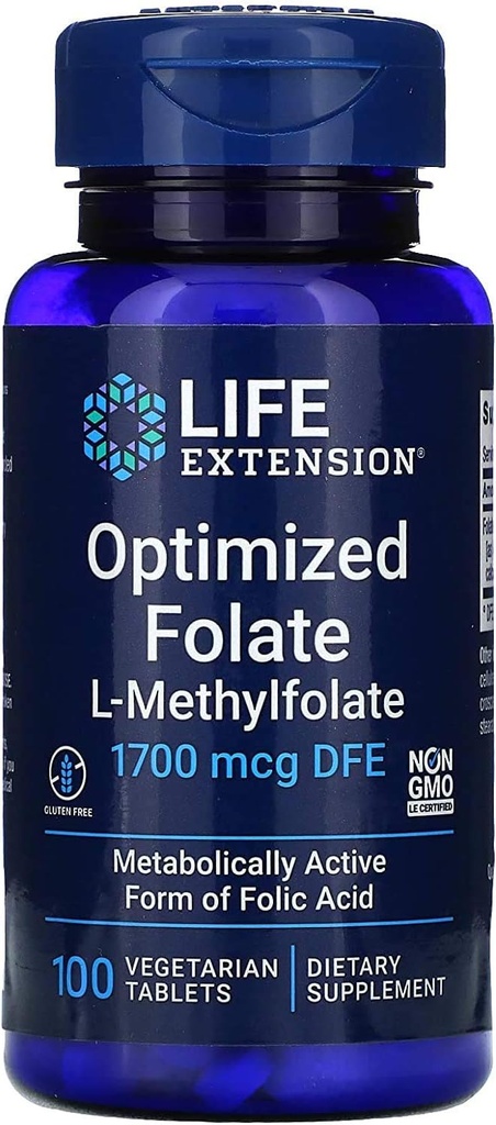 Life Extension Optimized Folate L-Methylfolate 1000 mcg Vegetarian Tablet 2 Paket