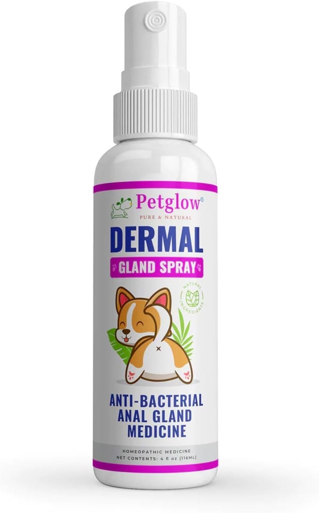 Petlow Anal Gland Medicine, Anal tīrīšana suņiem, Anal Gland atbalsts, Pet Grooming Spray, Ārstē un novērš suņu Anal Gland Infekcija, Feline Anal Gland Relief Hygiene Spray - 4 fl oz