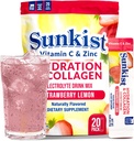 The Frozen Bean Sunkist Collagen Drink Mix - Hydration Strawberry Lemon Electrolyte Drink para mulleres con vitamina C, Zinc, Peptides de coláxeno, naturalmente Flavored - 20 Pack