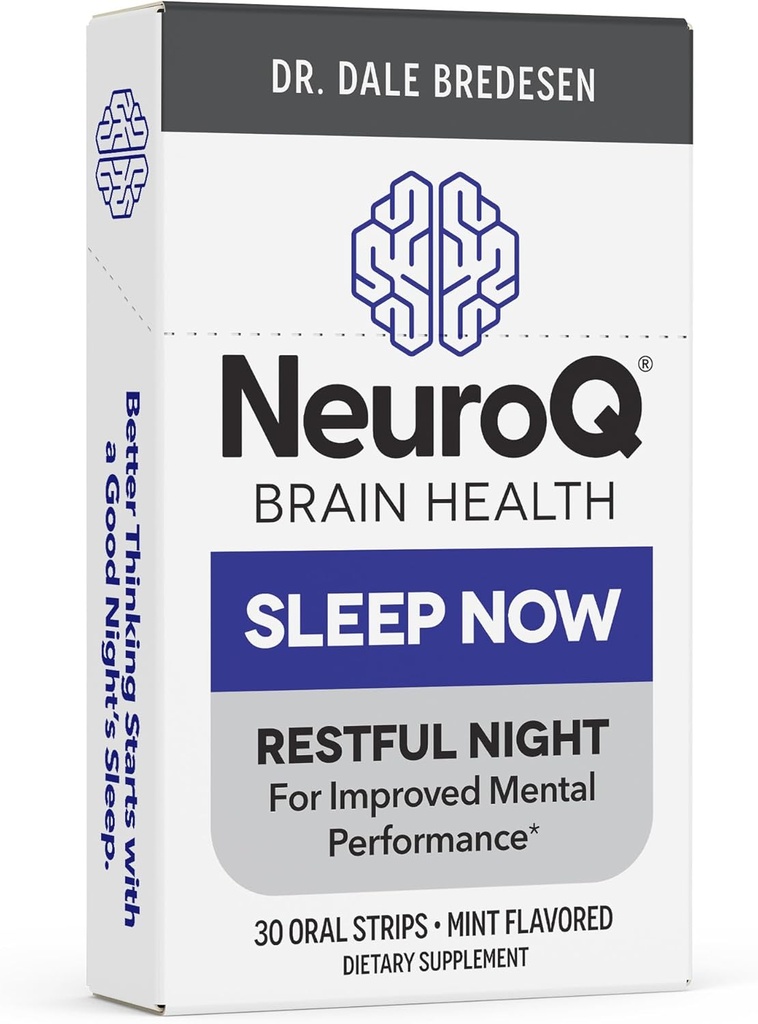 LifeSeasons NeuroQ Sleep Now - Natural Sleep Supplement Supplement - Utrzymanie zdrowych cykli snu i funkcji mózgu - Melatonina & L- Theanine - Non-Habit Forming - 30 Mint Oral Strips