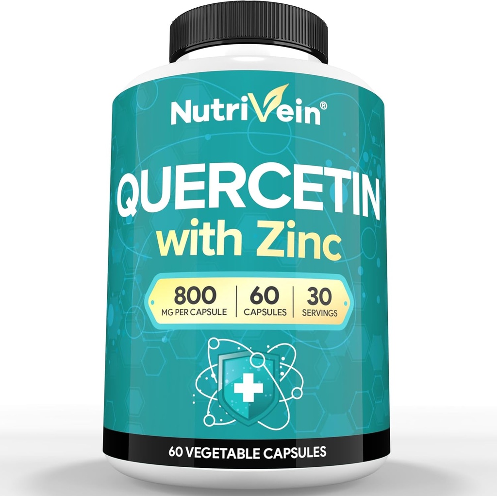 Nutrivein Zinc Quercetin Combined supplement - Enhanced-Absorption Quercetin with Zinc for Respiratory, Cardio, Immune, " Full-Body Support - Maximum Bioavailability
