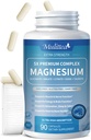 Magnesio Complesso Chelato Magnesio Glycinate w/Malate, Taurate& Herbal Extracts for Support Sleep, Muscle,Cortisol & Heart Health, Gluten Free, Vegan, Non OGM, Alta Assorbimento, 90 Capsule