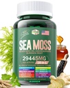 Sea Moss 12000mg Black Seed Oil 6000mg Ashwagandha 3000mg Turmeric 1000mg Bladderwrack 2000mg Burdock 3000mg & Vitamin C & D3 with Elderberry Manuka Dandelion Yellow Dock Iodine Chlorophyll ACV