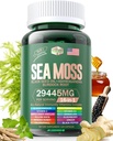 Sea Moss 12000mg Black Seed Oil 6000mg Ashwagandha 3000mg Turmeric 1000mg Bladderwrack 2000mg Burdock 3000mg & Vitamina C & D3 cu Elderberry Manuka Yellow Dock Iod Clorofill ACV