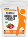 BulkSupplements.com Organic Cranberry Extract Powder - Organic Cranberry Flavoring Powder, Sourced from Vaccinium Macrocarpon Fruit - Vegan & Gluten Free, 500mg per Serving, 100g (3.5 oz) (Pack of 1)