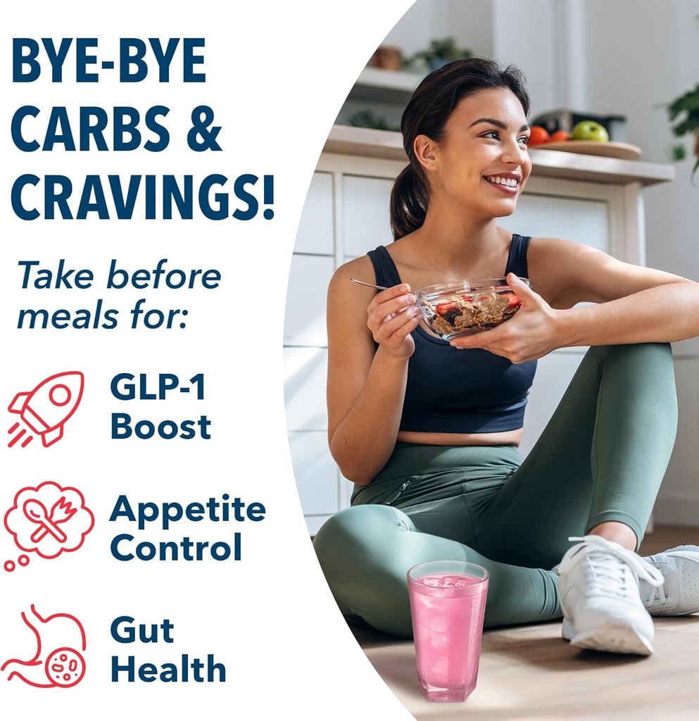 Bye-Bye Carbs - Carb Blocking Drink Mix - Kämpa Cravings, Känn Full Längre och Support Digestion Sugar-Free & Keto Friendly - Strawberry Kiwi