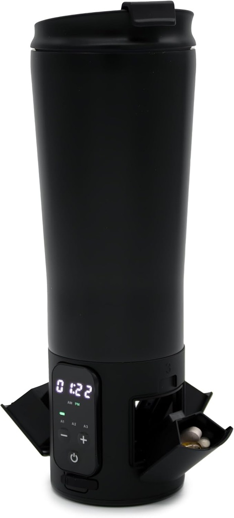 e-Pill Smart 12.5 oz 无污钢 Tumbler 水瓶药丸组织者和药品提醒器