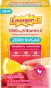 Emergen-C Zero sukker 1000 mg vitamin C pulver for daglig immunologisk støtte koffein gratis vitamin C kosttilskudd med sink og manganesisk, B vitaminer og elektrolyter, bringebær lemonade flavor - 36 greve