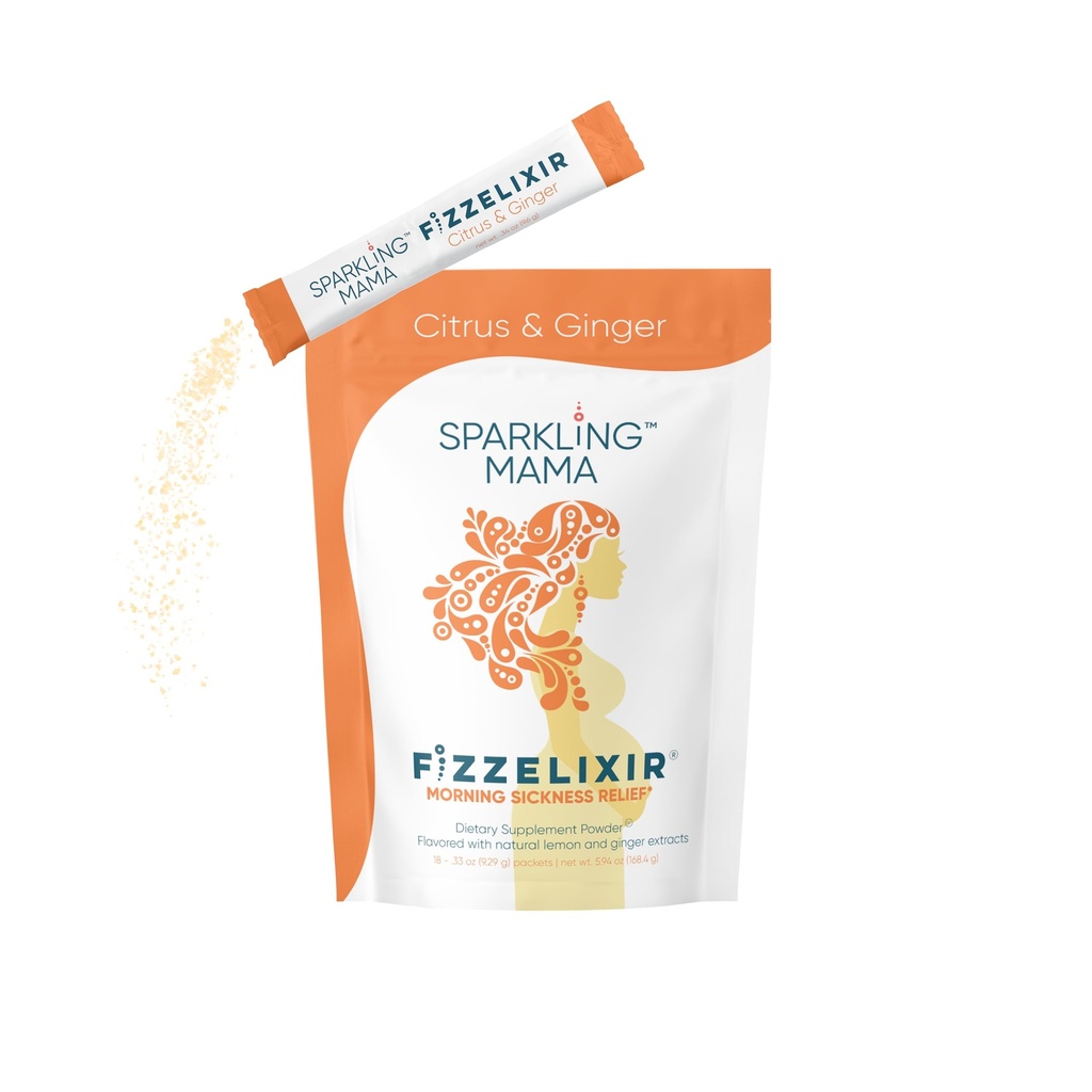 Effervescent Morning Sickness and Nausea Support for Pregnancy, Drink Mix with Vitamin B6 and Magnesium, Citrus and Ginger Flavor (18-pk)
