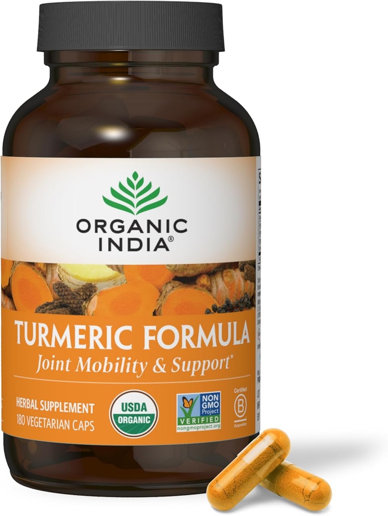 Bio Indien Kurkuma Curcumin mit schwarzem Pfeffer - Organic Turmeric Supplement und Curcumin Supplement, Turmeric Capsules, Joint Support & Immune System Support, Ganze Wurzel, Trikatu - 180 Kapseln
