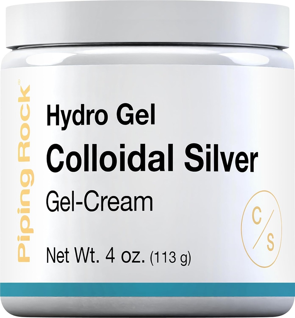 Piping Rock Colloidal Silver Cream | 4 унции | для кожи | Hydro Gel Cream | Без ГМО, без глютена
