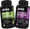 Body Detox Cleanse & Charcoal Capsules - Intestinal Digestive Support Supplements for Stomach Gut Health - Pro Gut Health Intestine Supplement Binder Stomach - Wormwood Black Walnut Kompleksi & Cloves