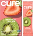 Cure Hydration | Plant-basert elektrolyt drikk blanding | Ingen tilsatt sukker | Dehydrering Relief pulver laget med kokosvann | Ikke-GMO | Vegansk | Box med 8 pakker - Strawberry Kiwi