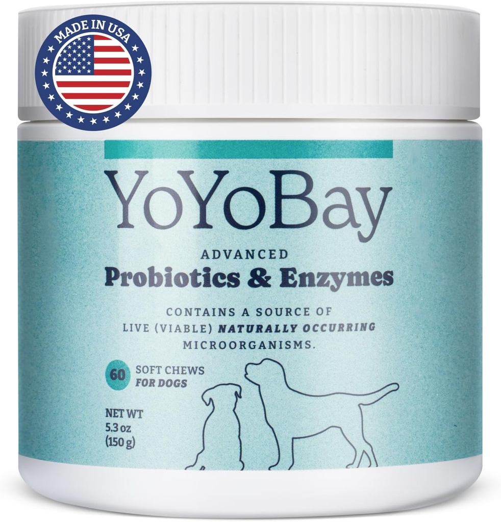 Köpekler için probiyotikler, Gut Health ve Digestive Health, Yeast Balance, Immune Support, Dog Probiyotiks and Digestive Enzymes, Over 1 Milyar CFUs, 60 Soft Chews