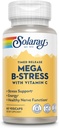 SOLARAY Mega Vitamine B-Stress, Complexe de vitamine B à libération chronométrée avec 1000 mg de vitamine C pour le stress, l'énergie, le sang rouge et le soutien immunitaire, 60 jours de garantie, végétalien, 20 portions, 60 VegCaps