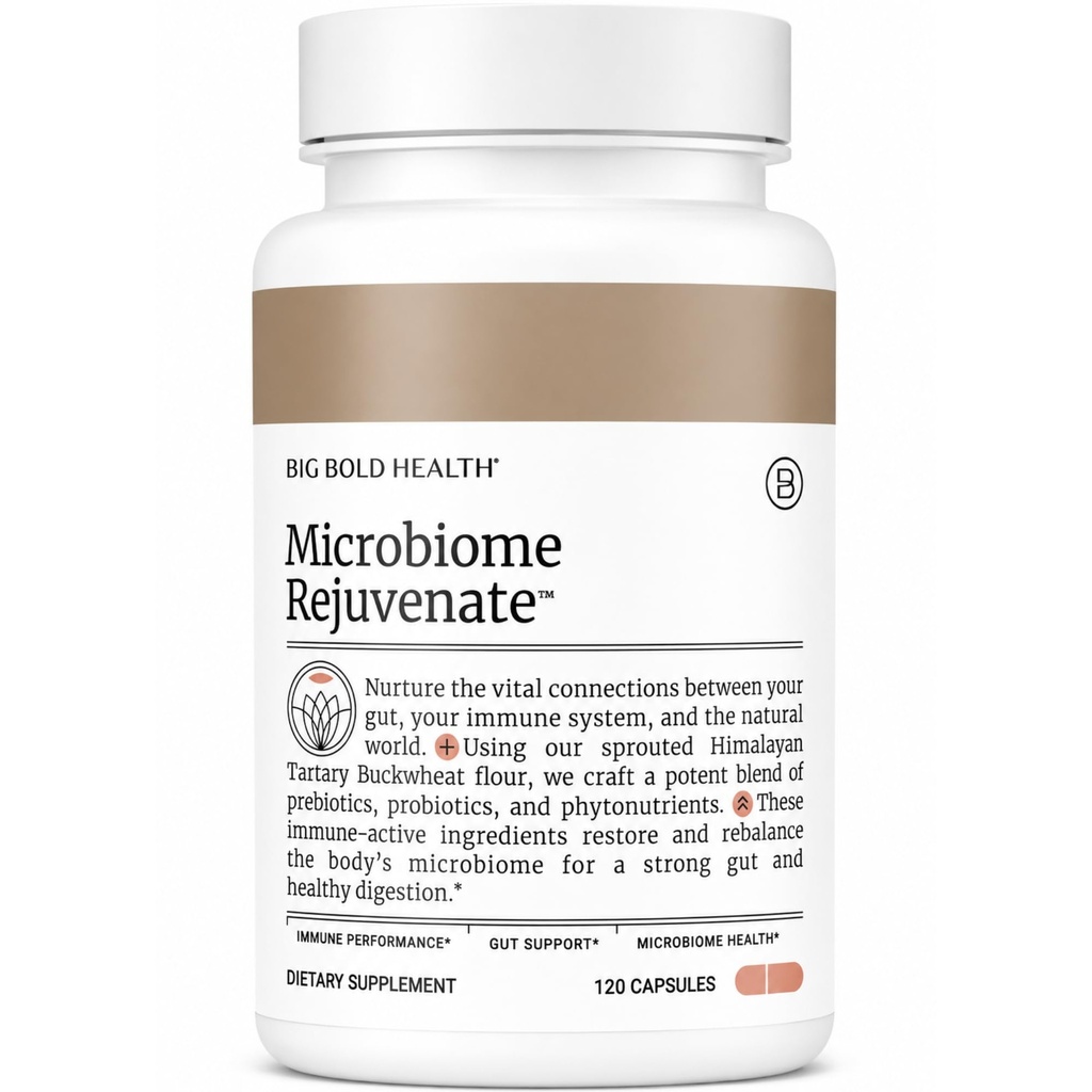 BIG BOLD HEALTH Microbiome Rejuvenate Prebiotic + Probiotic Supplement for Gut Health & Immune Support - with Himalayan Tartary Buckwheat - Gluten-Free (120 Count (Pack of 1))