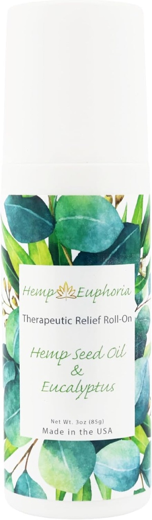 Hemp Seed Oil e Eucalyptus Joint & Muscle Discomfort Relief Roll On Gel | USDA certificado aceite de semente de cánabo orgánico, axuda a aliviar a dor ou os músculos de visión