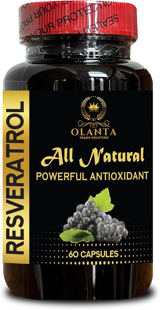 RESVERATROL Extract - Plant-Based Energy boosters, Resveratrol with Quercetin, Gluten-Free antioxidants, Immune Support, Strengthens Natural defenses - 1 Bottle 60 Capsules