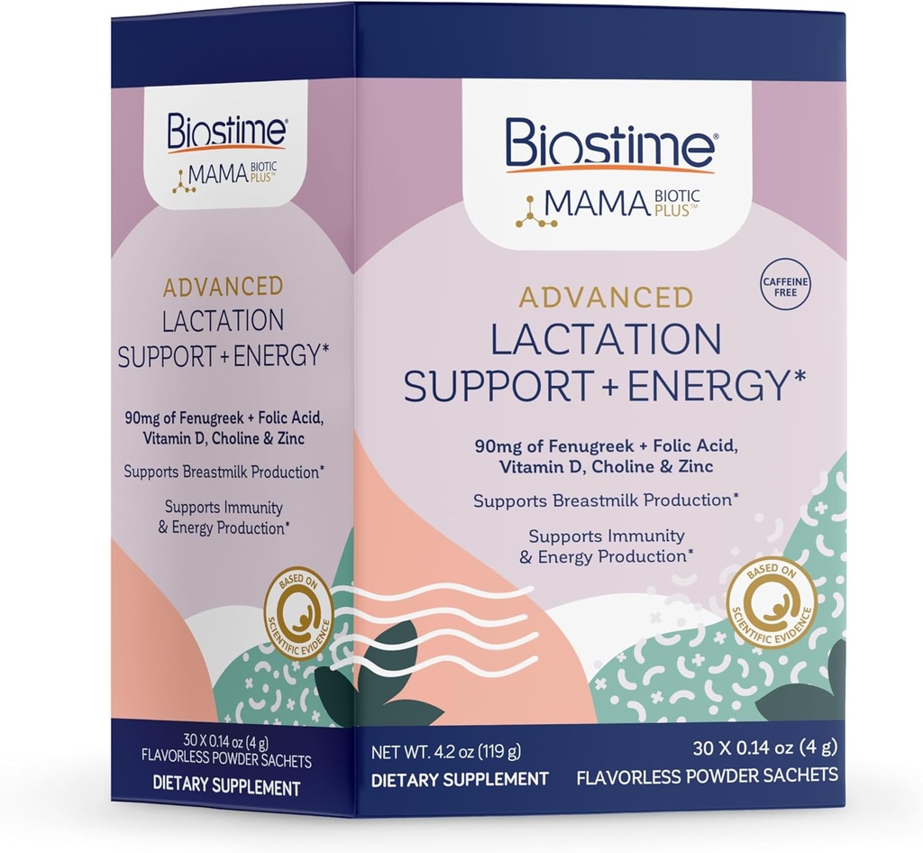 Biostime Mamabiotic Fenugreek Lactation Suplement + Energy Vitamin Complex 124; Lactation & Breastfeating Dukung Multivitamin 124; Vitamin B, Zinc, FOS Prebiotic 124; 30 Satchets