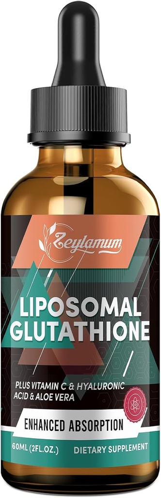 2000MG Gotas líquidas lipossómicas de Glutationa, Absorção Ultra Alta, Destoxificação Natural, Sistema Imune e Suprot de Pele*, L-Glutationa, Vitamina C e Ácido Hialurônico, Cápsulas Alternativas, 2,02 OZ