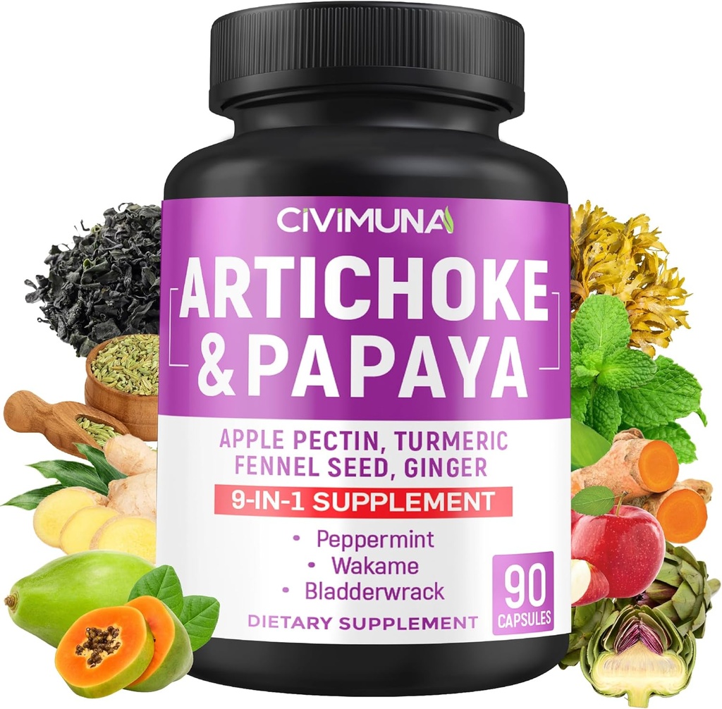 Artyčoky Kapsle s Artyčokem, Papaya, Apple Pectin a více - 90 Kapsle pro 3 měsíce Dodávka