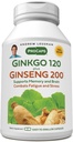Andrew Ginkgo 120 Ginkgo Plus Ginseng 200mg - 60 Capsules - tiêu chuẩn hóa để hỗ trợ bộ não, bộ nhớ và khả năng kết hợp. Thích nghi, đấu tranh chống căng thẳng và mệt mỏi. Không thêm
