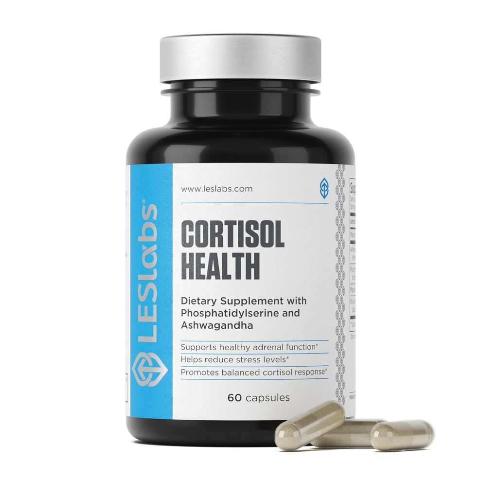 LES Labs Cortisol Health – Stress Relief, Balanced Cortisol Response, Relaxation & Deep Sleep – Phosphatidylserine, Magnesium, Magnolia Bark, Rhodiola Rosea & Ashwagandha – Non-GMO – 60 Capsules