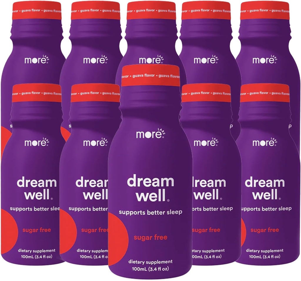 Más laboratorios Dream Well Holistic Sleep Shot Drink 10 Pack ¦ Non-Habit Forming ¦ Lemon Balm, Melatonin y Glycine ¦ Sleep Support Solution