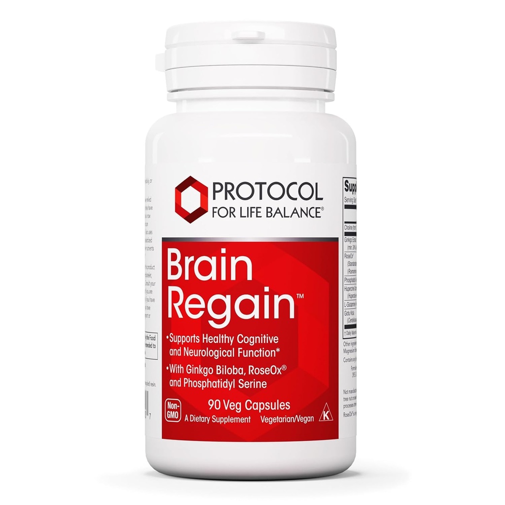 Protocol Brain Regain - Brain Support * - med Phosphatidylserin - Brain Health Supplement * - Vaskulær sundhed - 90 Veg Caps