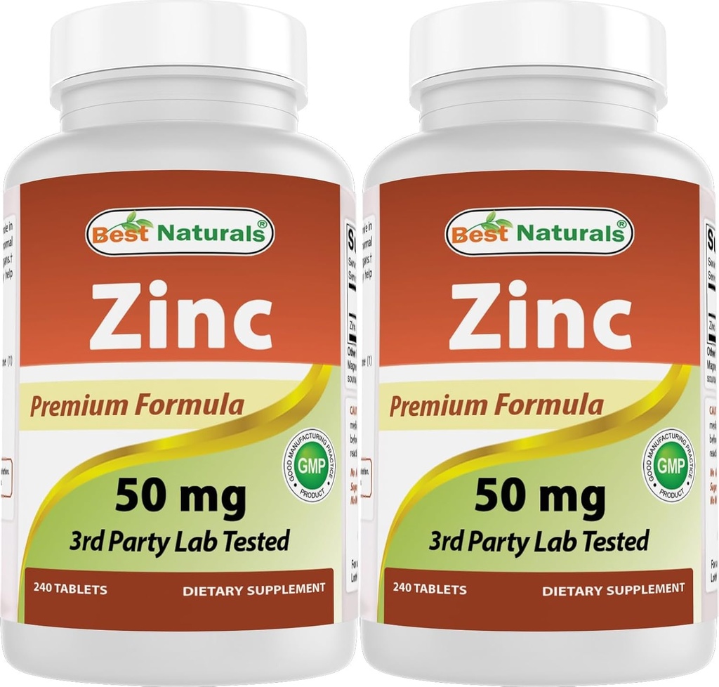 Melhor Naturals Zinc Supplement as Zinc Gluconato 50mg 240 Tablets Pack de 2