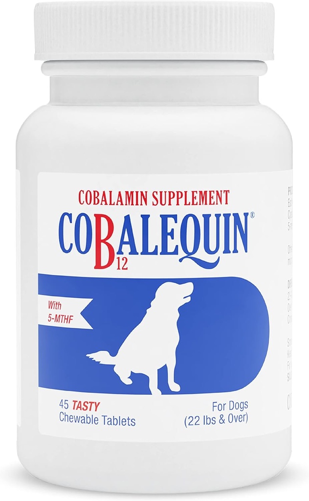 Nutramax Laboratories Cobalequin B12 Supplement for mellomstore til store hunder, 45 Chewable Tabletter, Hydrolysert kylling, 2,08 ounces