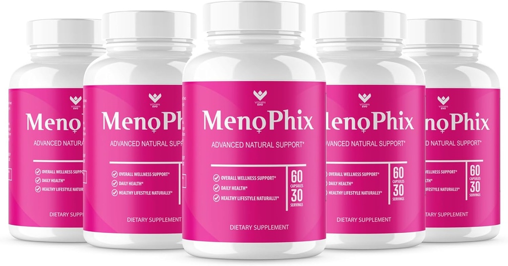 (5 PACK) MenoPhix vaihdevuodet Natural Support Kapselit - Meno Phix täydentää, Meno Phix vaihdevuodet, MenoPhix täydentää naisten luonnollinen tuki, MenoPhix arvostelut (300 kapselia) 5 kuukauden tarjonta
