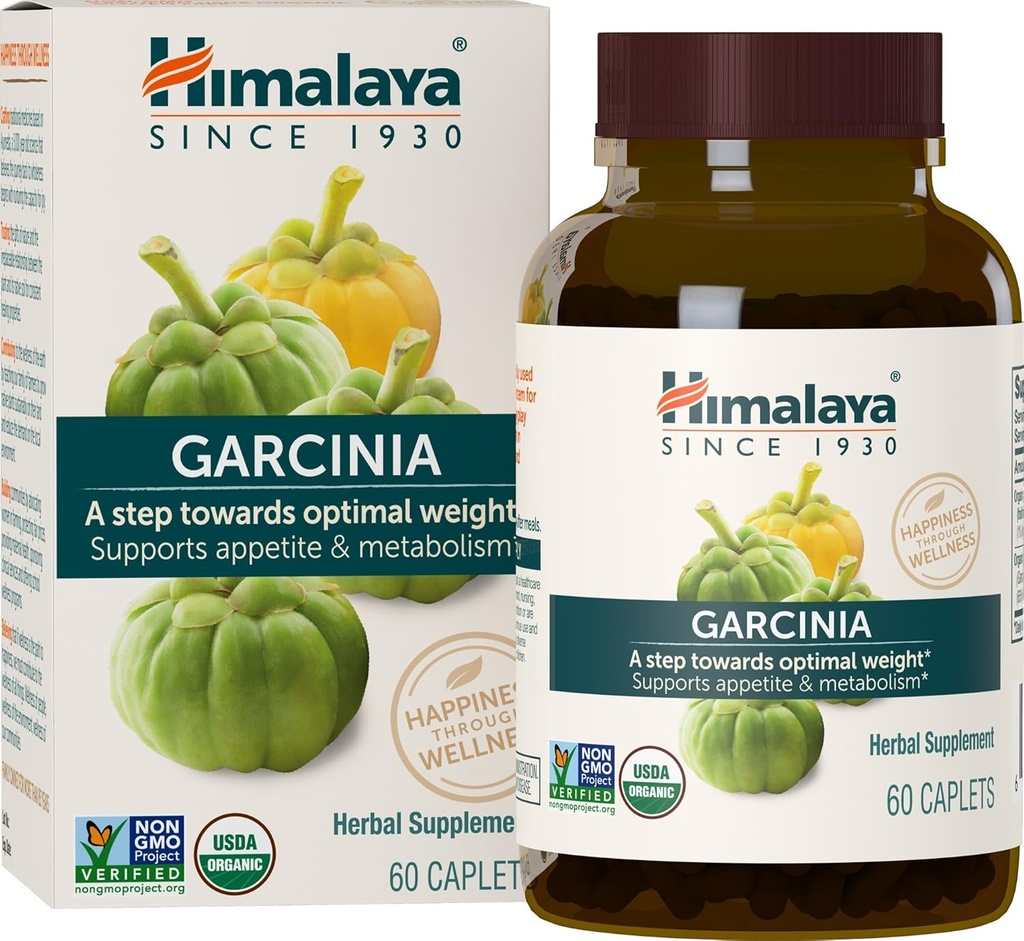 Himalaya Organic Garcinia Cambogia - Herbal Supplement Supplement Supporting Weight, Apetite Control, and Lipid Metabolity - Vegan, Non-GMO, Gluten Free, 600 mg, 60 Caplets