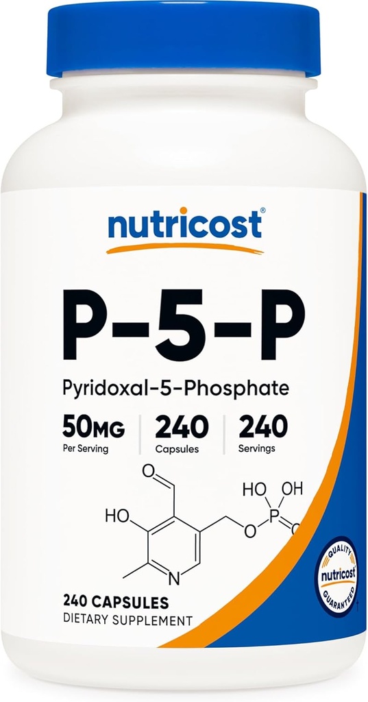 Nutricost P5P Vitamine B6 Supplément 50mg, 240 Capsules (Pyridoxal-5-Phosphate) - Végétarien amical, non-OGM, sans gluten